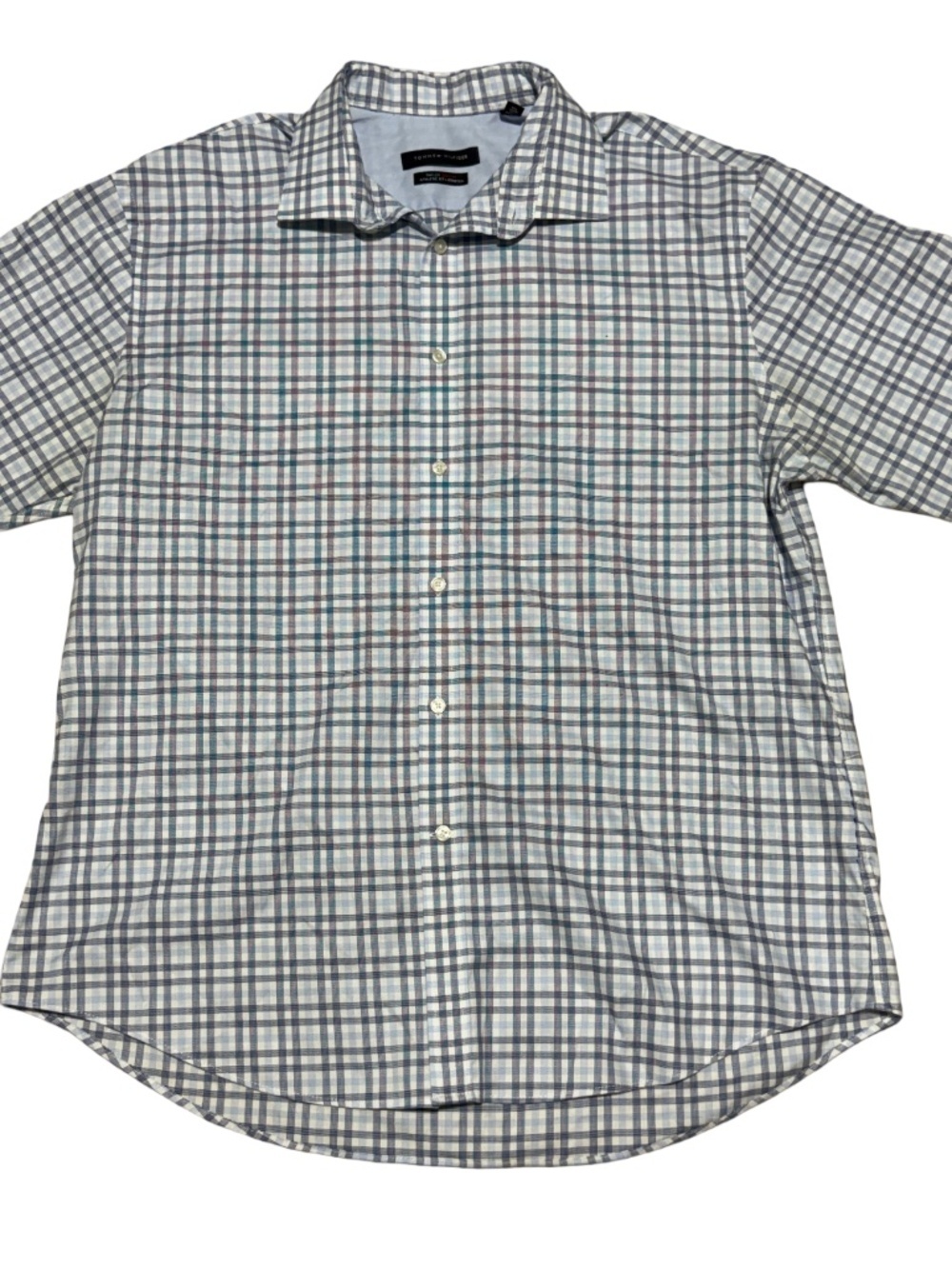 Tommy Hilfiger Dress Shirt TH Flex Athletic White Blue Check | 17.5 34/35 XL